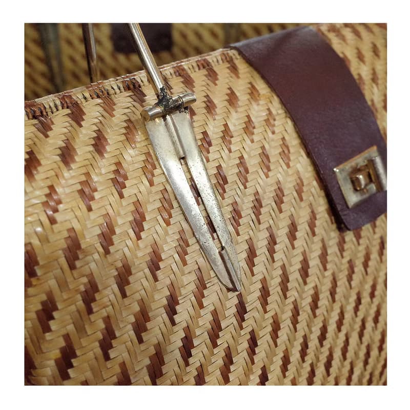 老件.早期手工編織老件.細目編織硬殼包.藤編竹編草編.手提包