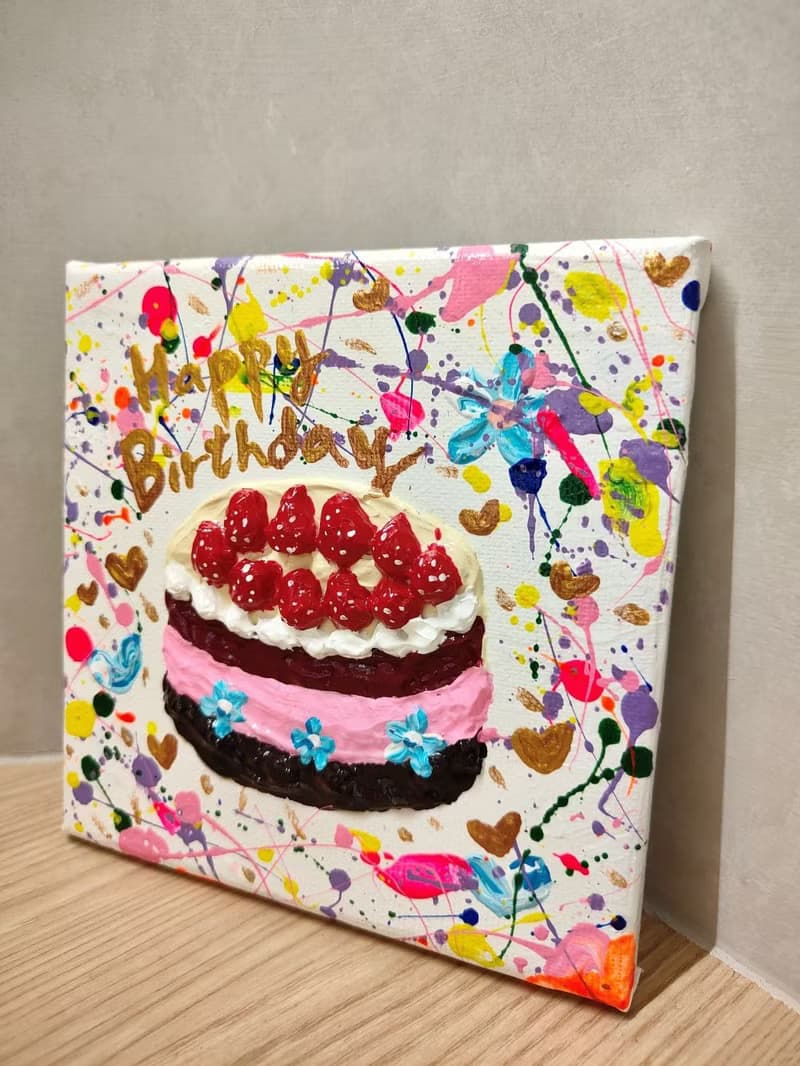 生日快樂 浮雕蛋糕無框畫/壓克力畫/掛畫