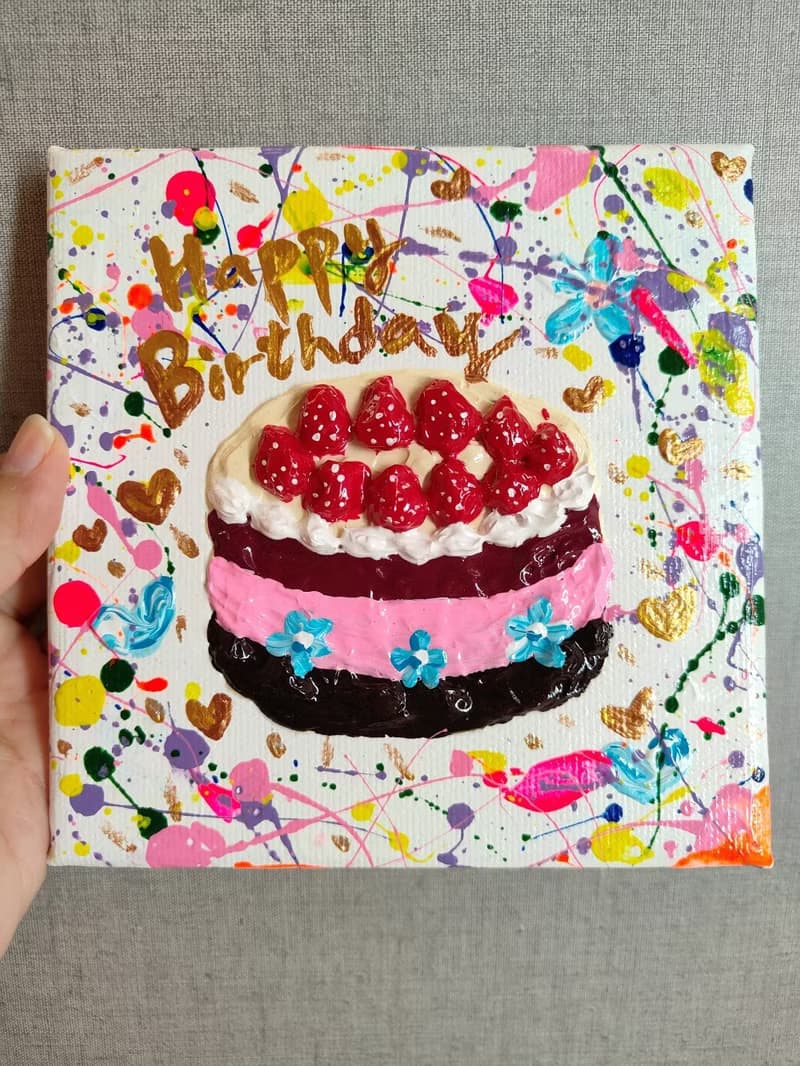 生日快樂 浮雕蛋糕無框畫/壓克力畫/掛畫