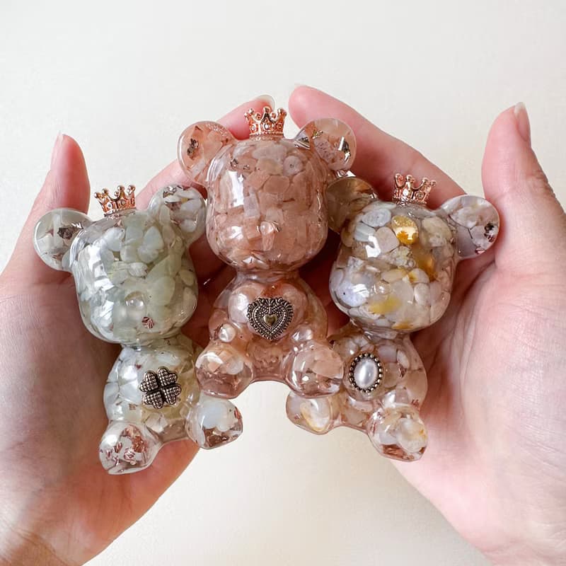 水晶愛心熊 M號 | 生日禮物 情人節禮物 | 粉水晶 月光石