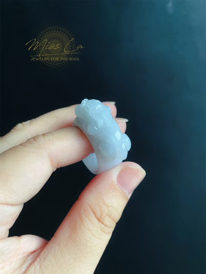 天然緬甸玉 翡翠 招財霸王 貔貅 有錢 翡翠 戒指 玉 戒環 ring