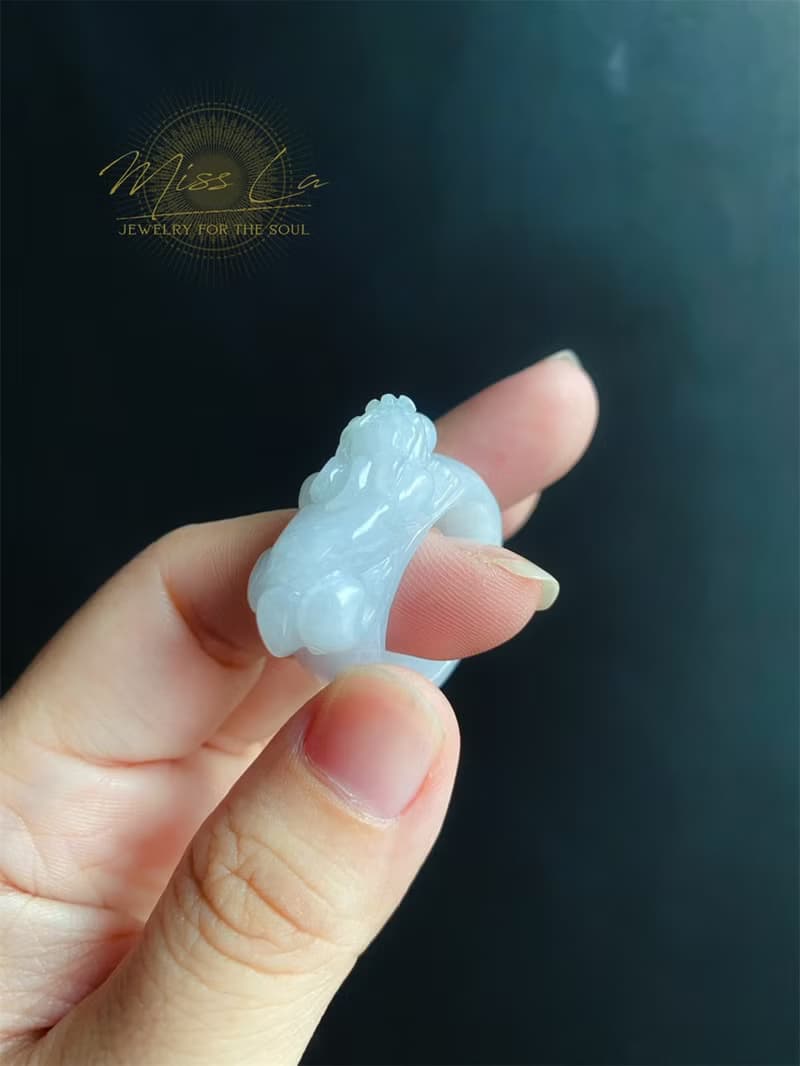 天然緬甸玉 翡翠 招財霸王 貔貅 有錢 翡翠 戒指 玉 戒環 ring