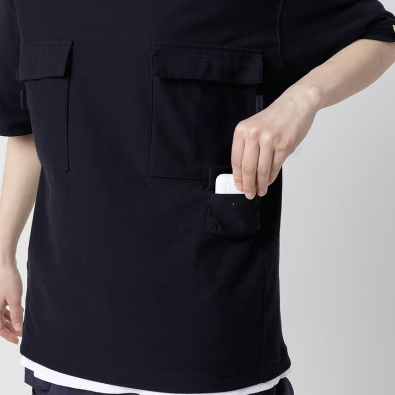 Smock Pocket Tee Navy 雙層工作口袋廓形寬松T恤藏青色