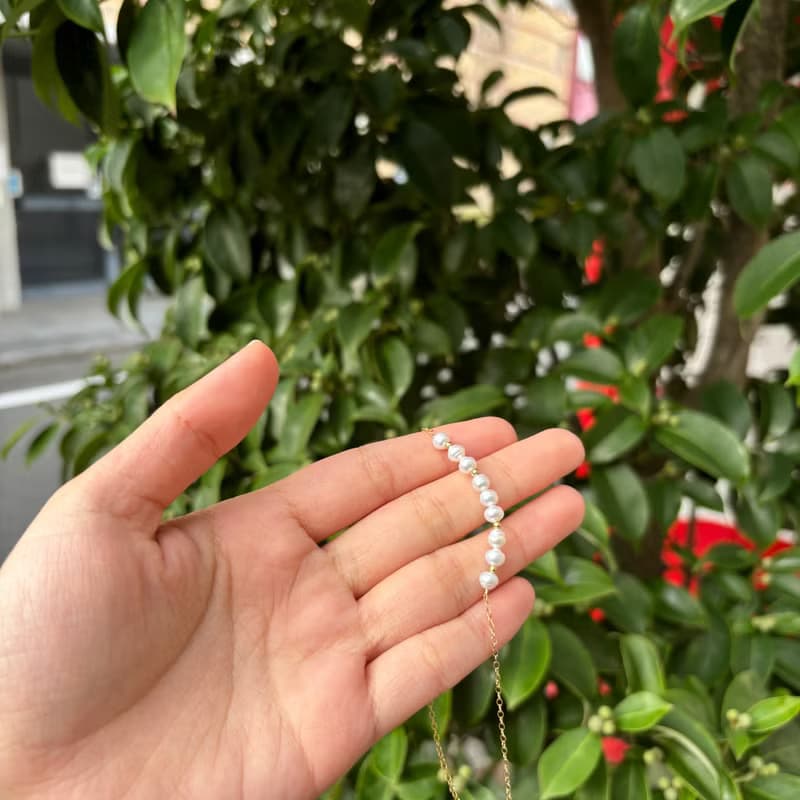 天然淡水珍珠 磁吸式 手鍊 全14KGF 線條珍珠