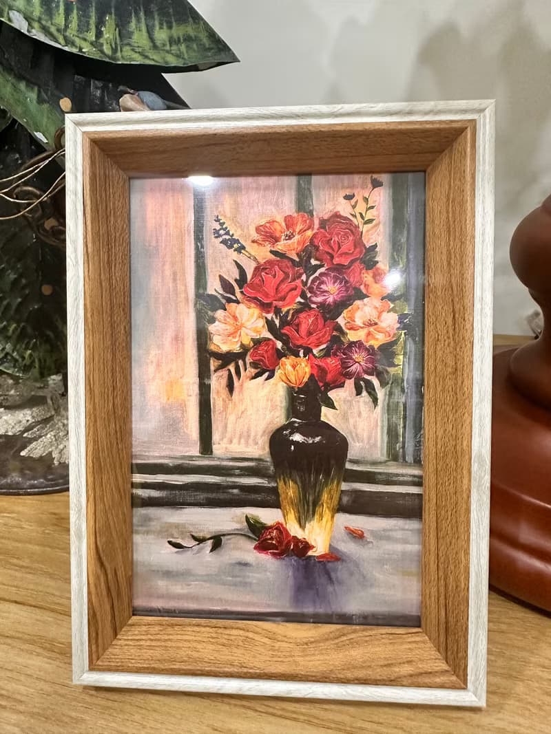 意樹學院—原創油畫相框 窗邊花束