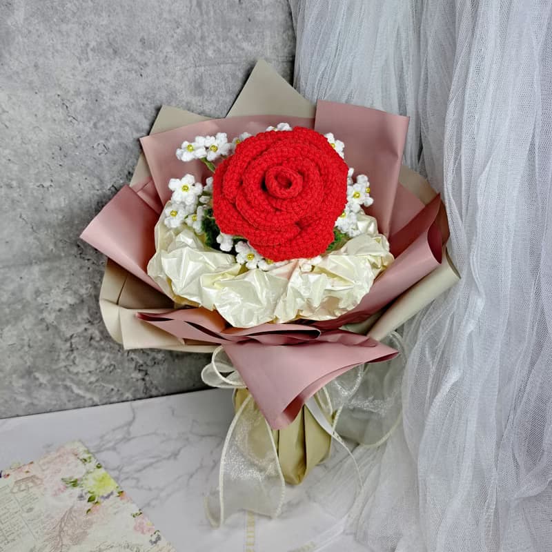 浪漫玫瑰鉤織花束 情人節 畢業禮物 母親節 生日禮物  CRFB004