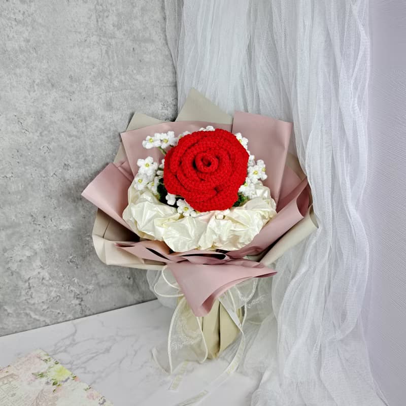 浪漫玫瑰鉤織花束 情人節 畢業禮物 母親節 生日禮物  CRFB004