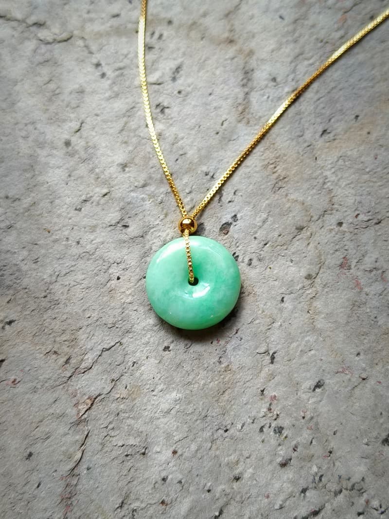 天然緬甸翡翠吊墜 18k金扣頭 072116 生日禮物 情人禮物