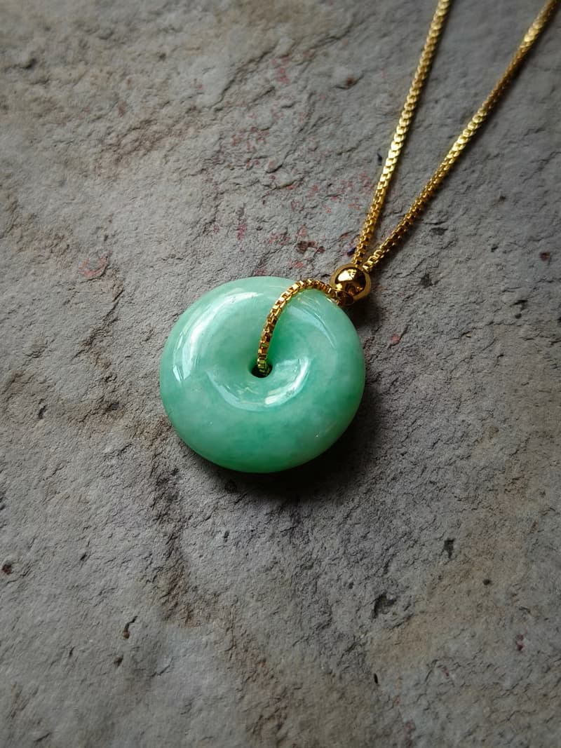 天然緬甸翡翠吊墜 18k金扣頭 072116 生日禮物 情人禮物