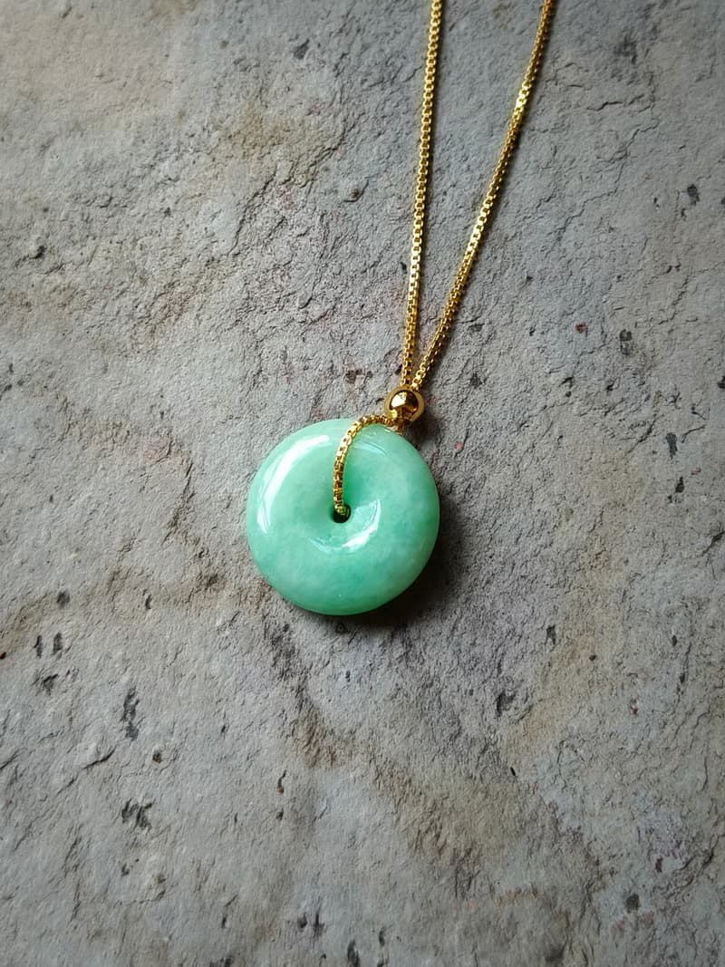 天然緬甸翡翠吊墜 18k金扣頭 072116 生日禮物 情人禮物