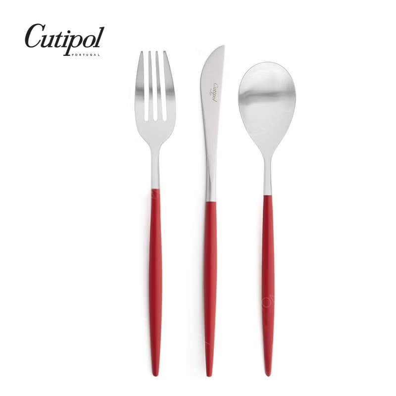 葡萄牙 Cutipol  MIO  紅銀 主餐三件組(刀叉匙)
