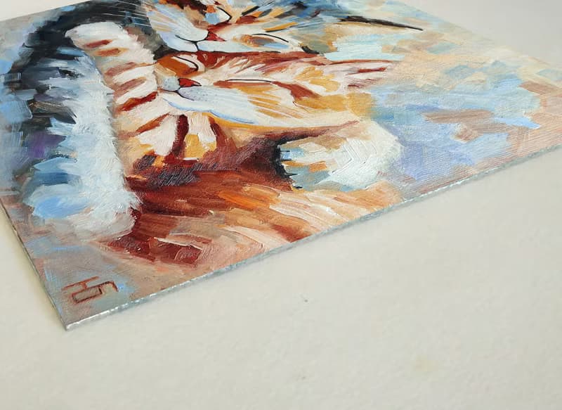 Couple Cats Oil Painting, Kitten Original Art, Romantic Pet Portrait, 手工油畫, 油畫原作