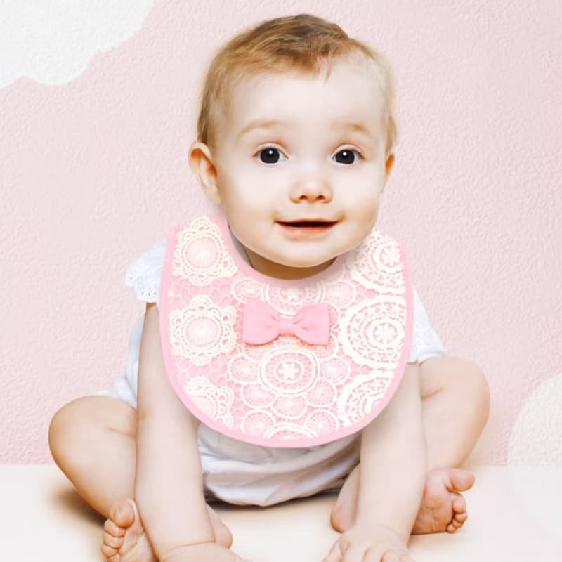 PUREST 蝴蝶結 蕾絲 圍兜 寶寶彌月禮盒組 嬰兒 新生兒 滿月送禮