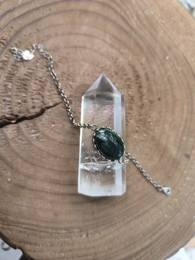 天然綠龍晶925銀手鏈 Seraphinite Clinochlore •24小時寄出•