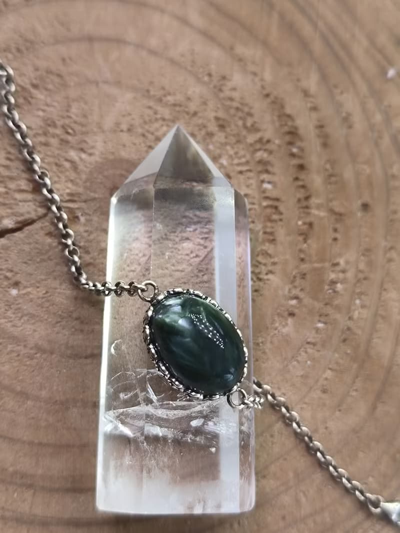 天然綠龍晶925銀手鏈 Seraphinite Clinochlore •24小時寄出•
