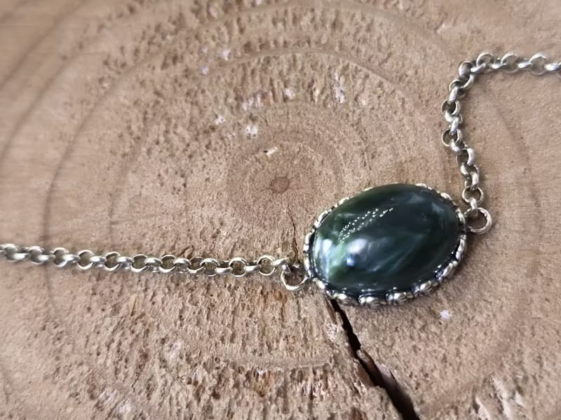 天然綠龍晶925銀手鏈 Seraphinite Clinochlore •24小時寄出•