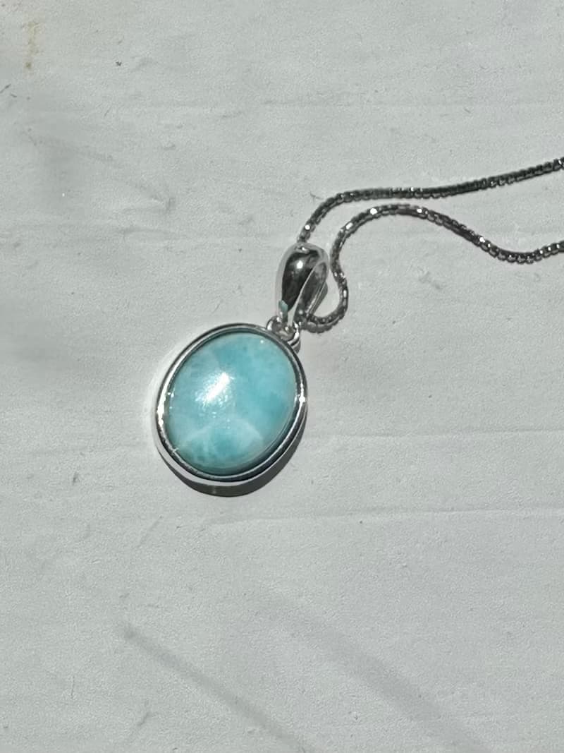 拉力瑪 海紋石 S925純銀 天然水晶項鍊/緩解壓力 增強溝通能力