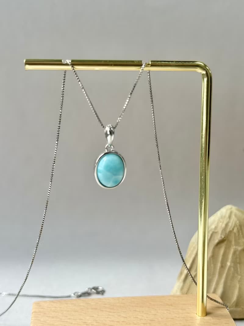 拉力瑪 海紋石 S925純銀 天然水晶項鍊/緩解壓力 增強溝通能力