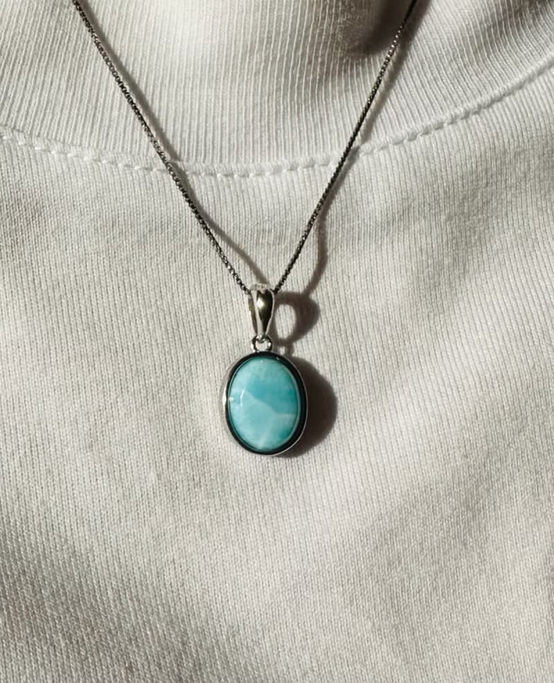 拉力瑪 海紋石 S925純銀 天然水晶項鍊/緩解壓力 增強溝通能力