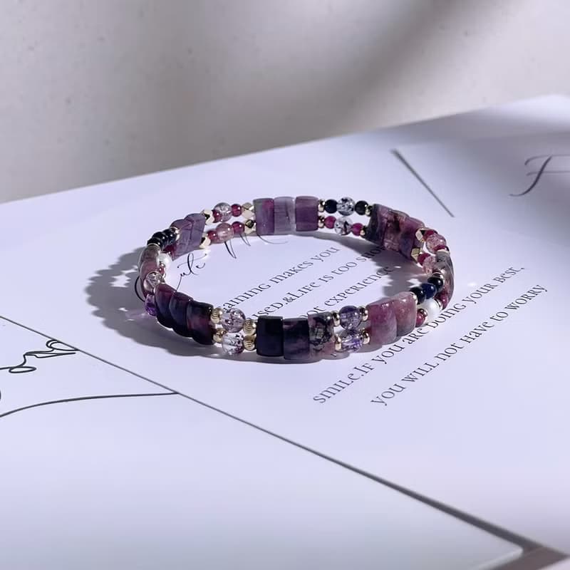 溫柔的註解|天然淡水珍珠|碧璽|紅石榴 |超七|水晶手鍊 A29-1