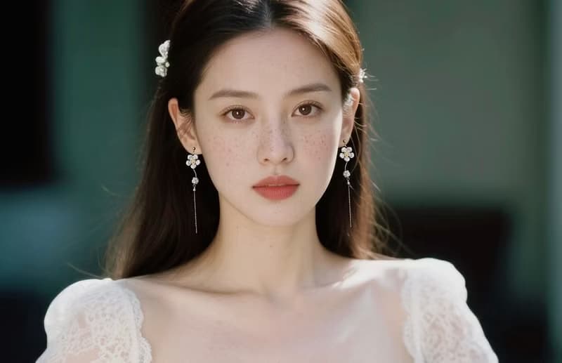 輕奢18k註金 簡約珍珠花朵長款垂墜耳環