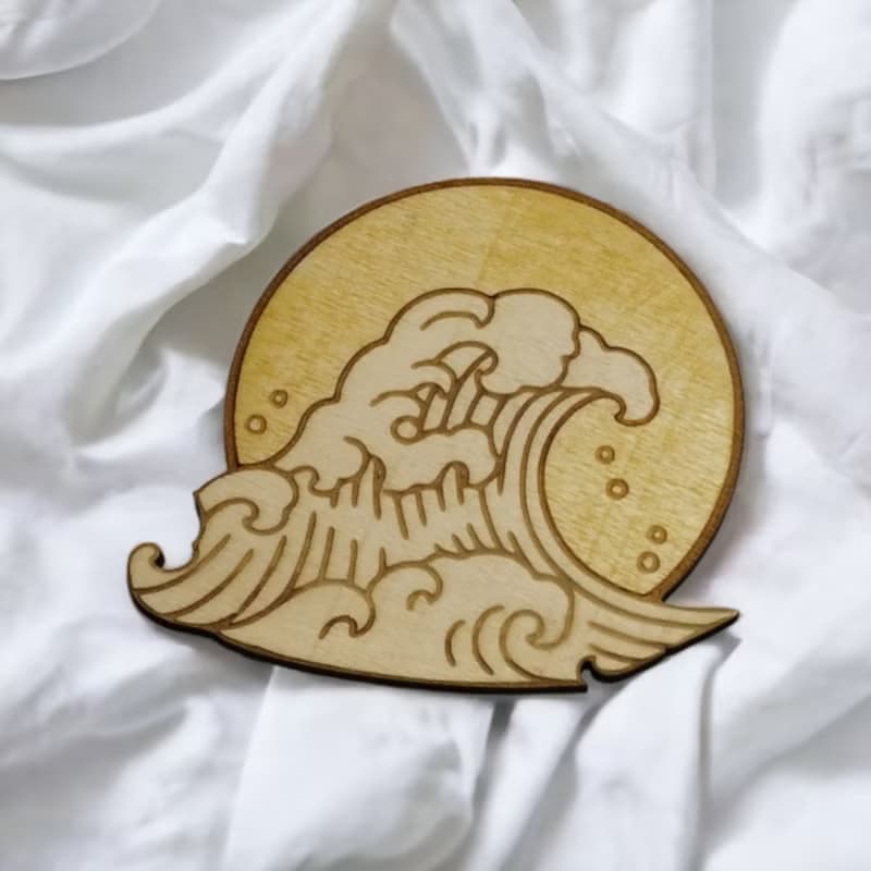 Surf Wooden Coaster Set – Beach and Surf-Themed Wooden Drink Coasters