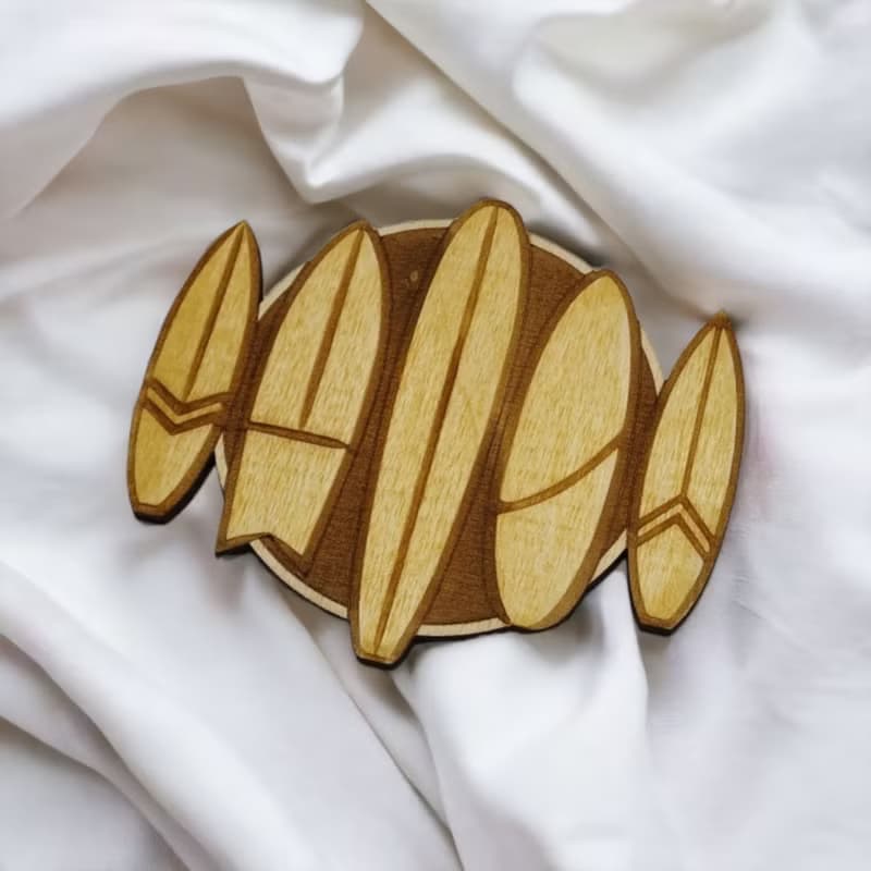 Surf Wooden Coaster Set – Beach and Surf-Themed Wooden Drink Coasters