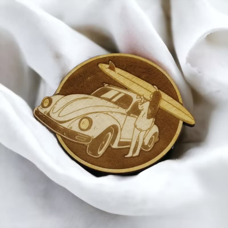 Surf Wooden Coaster Set – Beach and Surf-Themed Wooden Drink Coasters