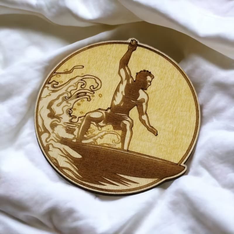 Surf Wooden Coaster Set – Beach and Surf-Themed Wooden Drink Coasters