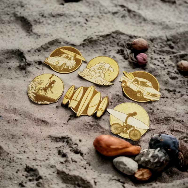 Surf Wooden Coaster Set – Beach and Surf-Themed Wooden Drink Coasters