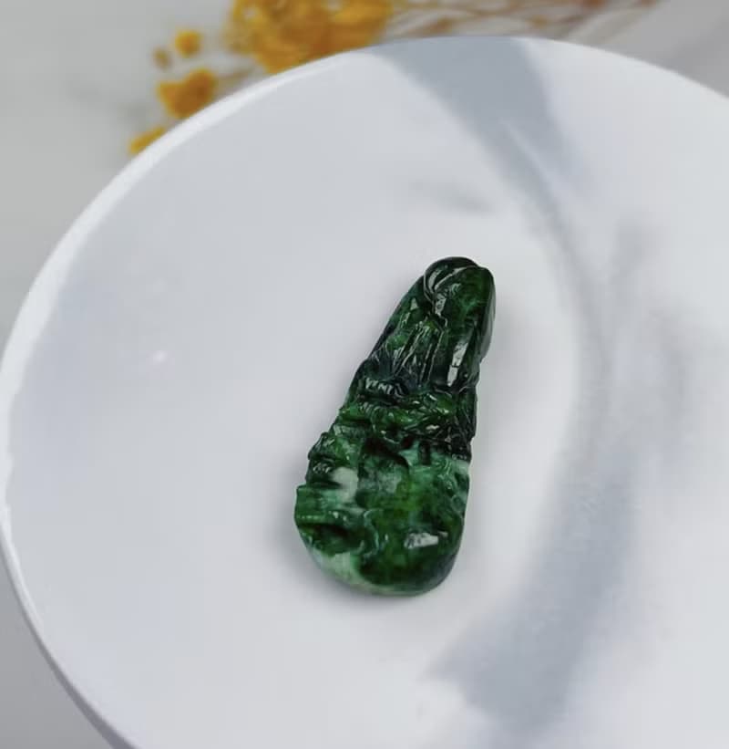 老花青翡翠山水牌項鍊 | 天然緬甸玉翡翠A貨 | 送禮