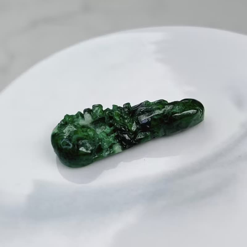 老花青翡翠山水牌項鍊 | 天然緬甸玉翡翠A貨 | 送禮