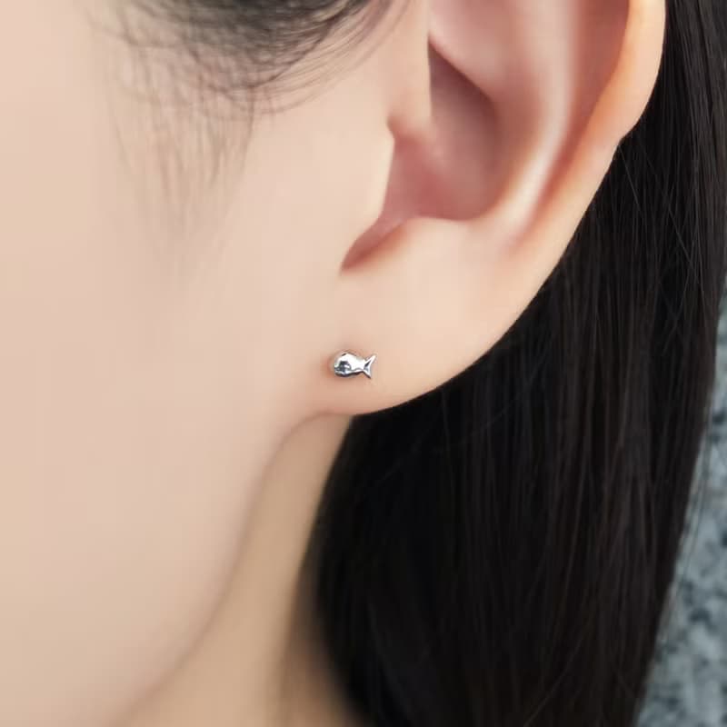 【Second Earrings】 鉑金貓&魚耳環