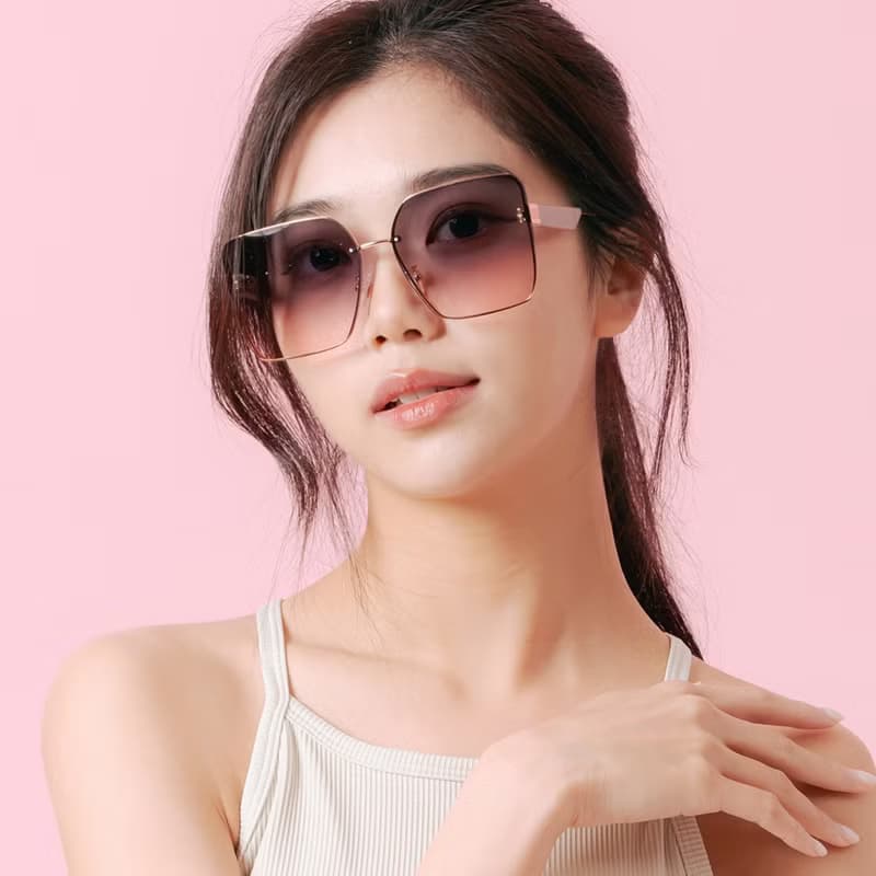 女伶的花舞繪影│輕裸時尚暈染漸層粉質感方框墨鏡│UV400眼鏡