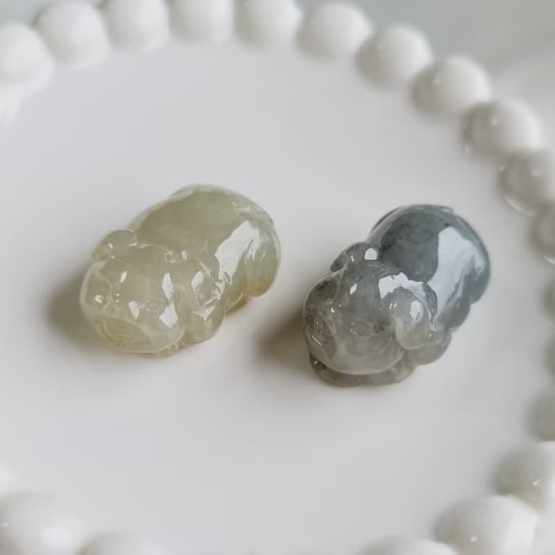 冰起膠福氣小豬吊墜擺飾 | 天然緬甸玉A貨翡翠