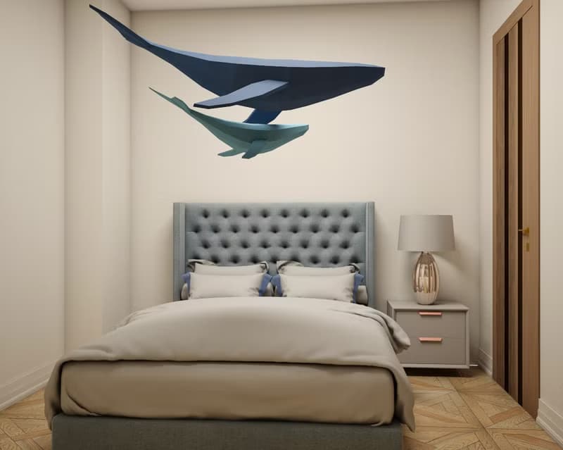 【數位】Papercraft Whale, 3D family of whales model, sculpture craft (Digital Template)