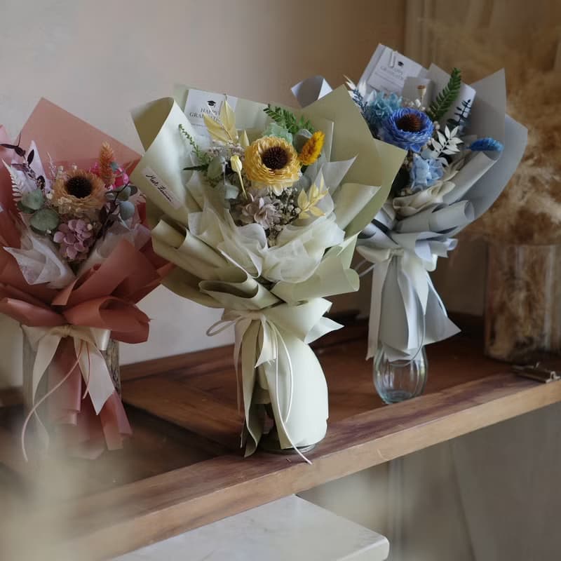 【遇見恆久】青春緩緩乾燥花向日葵花束 共3款