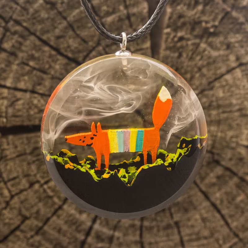 木樹脂項鍊珊瑚礁天然苔蘚在黑暗中發光