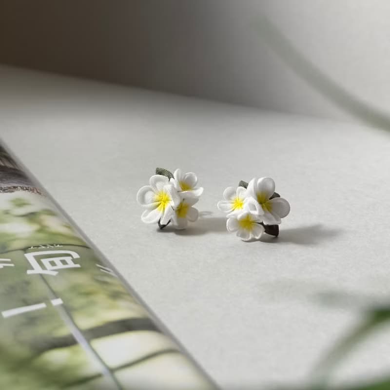Plumeria 夏季系列 雞蛋花耳環 細工花 接單製作