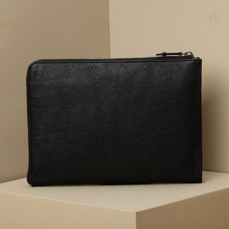 Leather Portfolio with Zip Around Closure