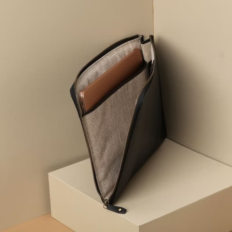 Leather Portfolio with Zip Around Closure