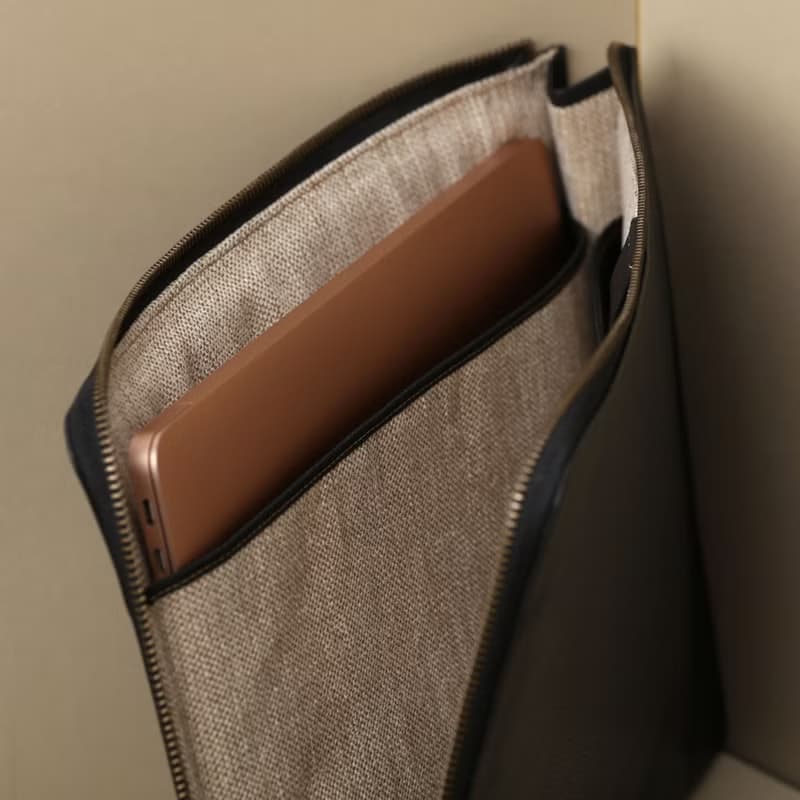 Leather Portfolio with Zip Around Closure