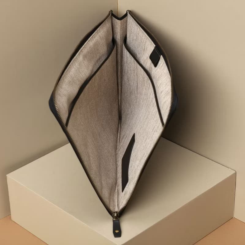 Leather Portfolio with Zip Around Closure