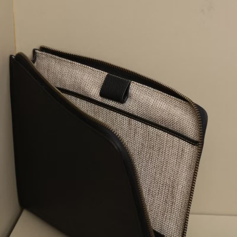 Leather Portfolio with Zip Around Closure