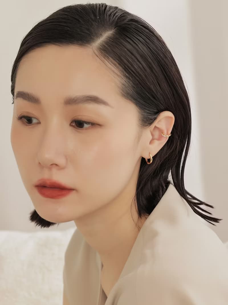 扭紋圈圈。純銀耳環