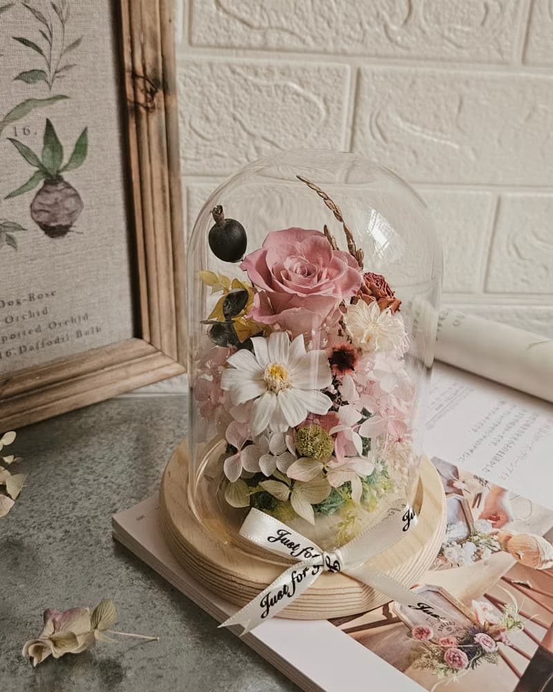 永生玻璃花盅 畢生花禮 生日花禮 謝師禮 情人節永生花 母親節