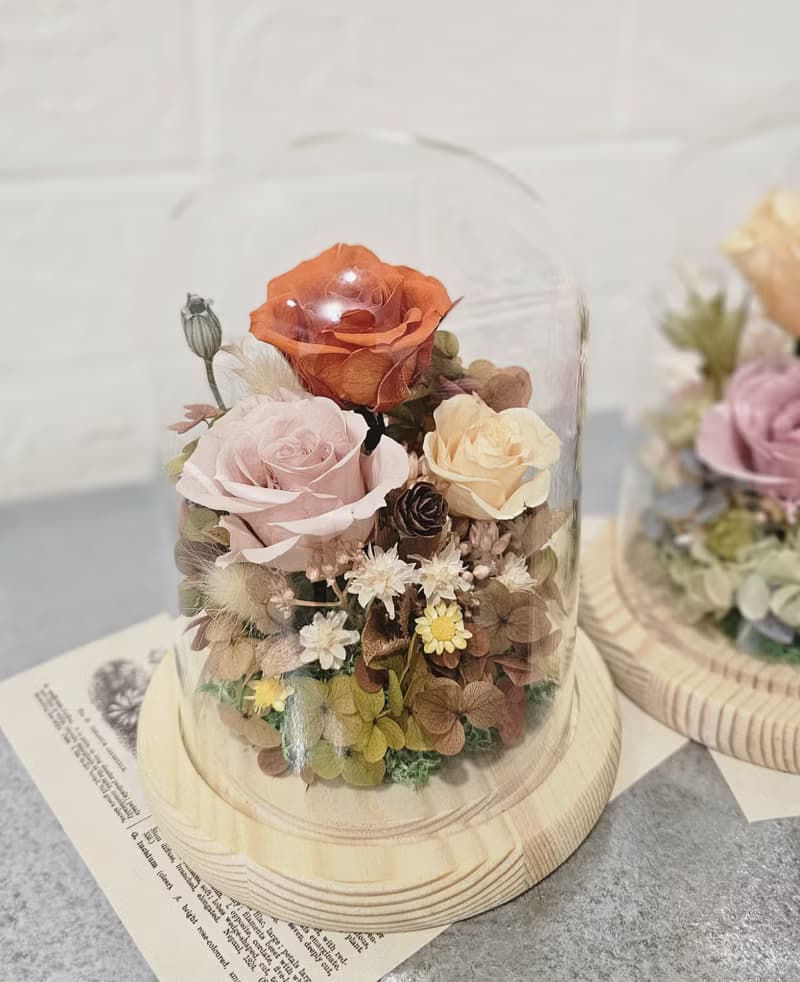 永生玻璃花盅 畢生花禮 生日花禮 謝師禮 情人節永生花 母親節