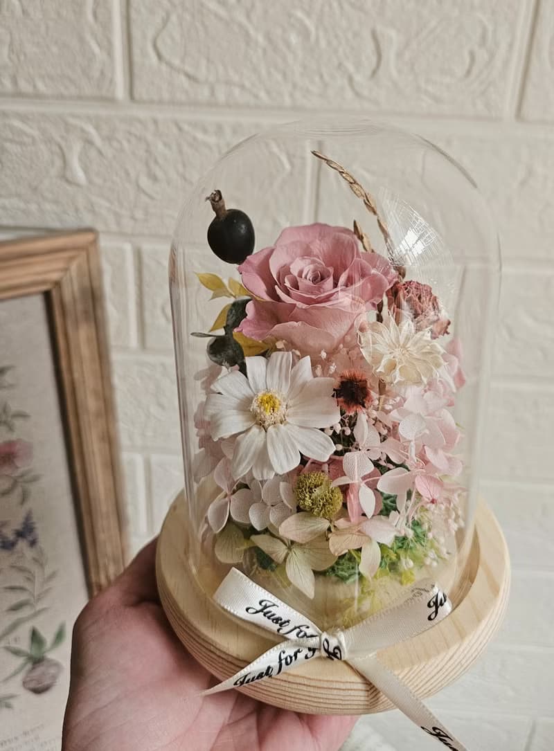 永生玻璃花盅 畢生花禮 生日花禮 謝師禮 情人節永生花 母親節