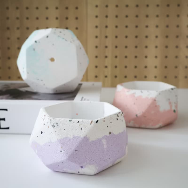 鑽石幾何盆 • 磨石款 / 手作水泥盆器 / 觀葉植物 / 生日送禮