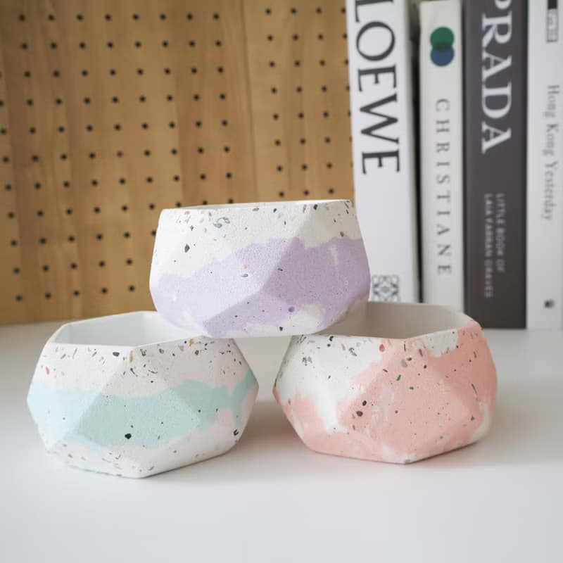 鑽石幾何盆 • 磨石款 / 手作水泥盆器 / 觀葉植物 / 生日送禮